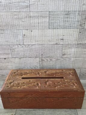 Vintage Handcrafted Wooden Tissue Box